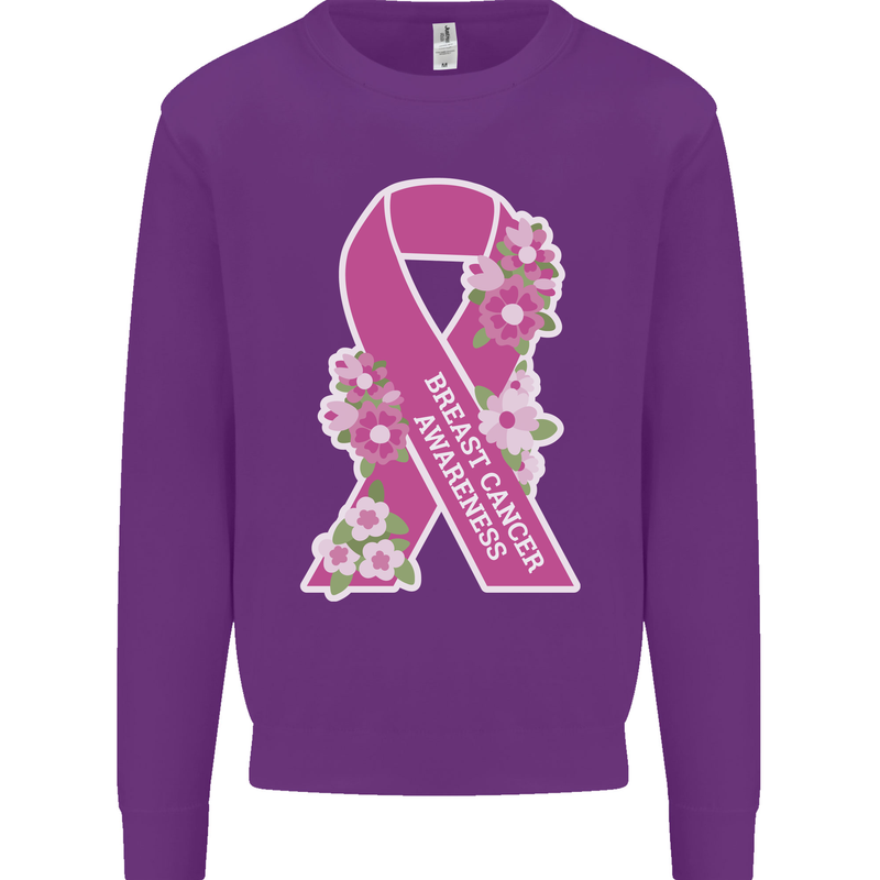 Breast Cancer Awareness Bow Mens Sweatshirt Jumper Purple