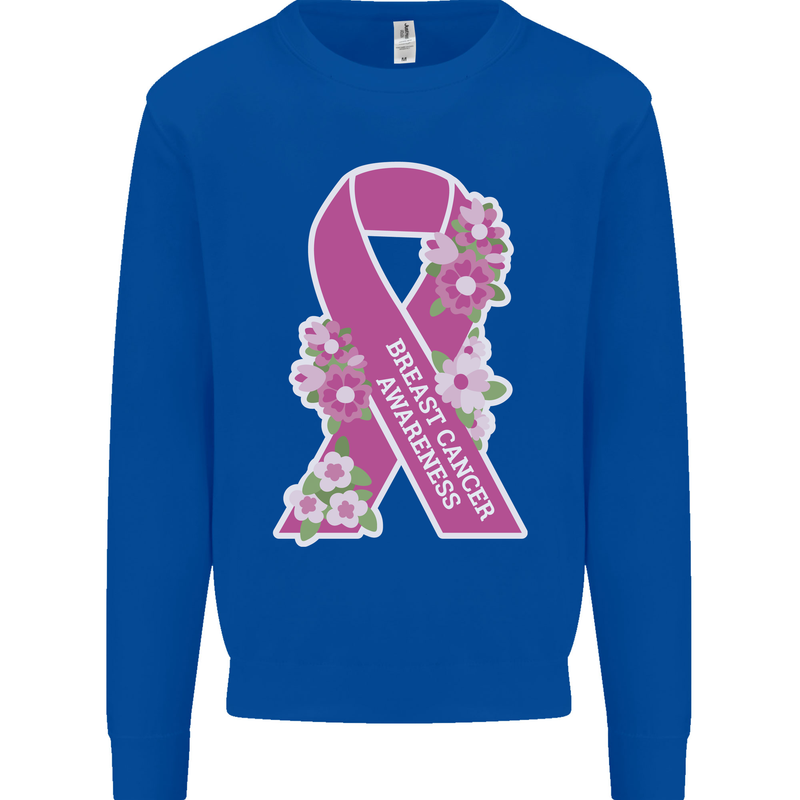 Breast Cancer Awareness Bow Mens Sweatshirt Jumper Royal Blue