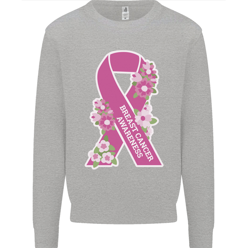 Breast Cancer Awareness Bow Mens Sweatshirt Jumper Sports Grey
