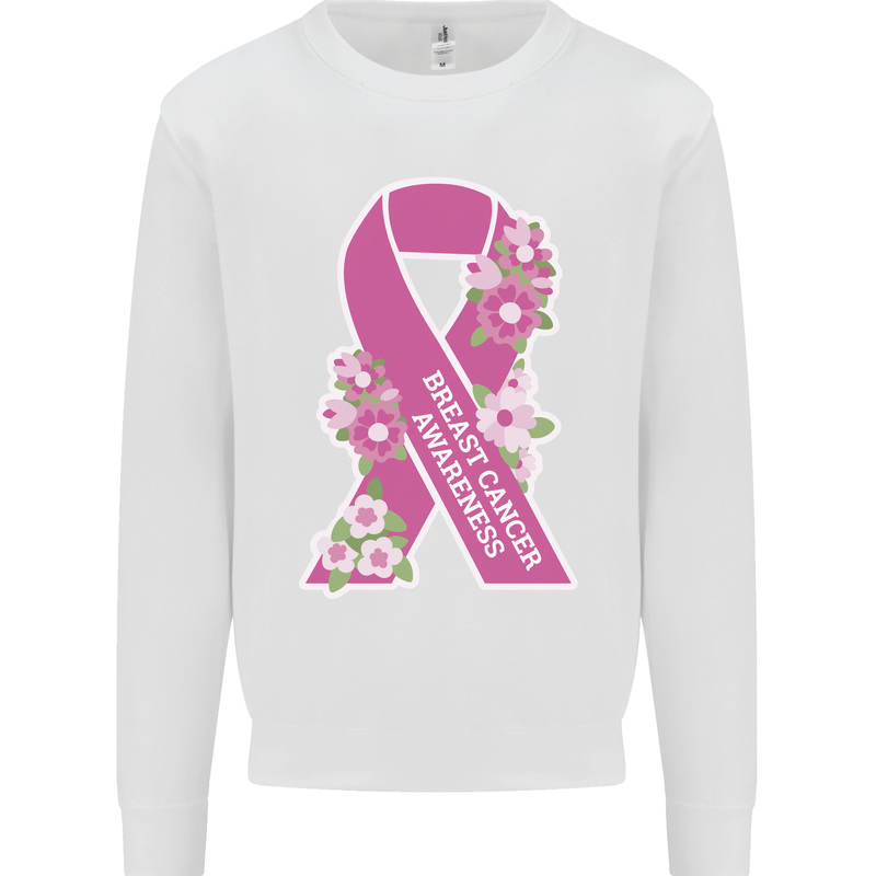 Breast Cancer Awareness Bow Mens Sweatshirt Jumper White
