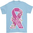 Breast Cancer Awareness Bow Mens T-Shirt 100% Cotton Light Blue