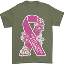Breast Cancer Awareness Bow Mens T-Shirt 100% Cotton Military Green