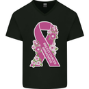 Breast Cancer Awareness Bow Mens V-Neck Cotton T-Shirt Black