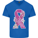 Breast Cancer Awareness Bow Mens V-Neck Cotton T-Shirt Royal Blue