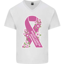 Breast Cancer Awareness Bow Mens V-Neck Cotton T-Shirt White