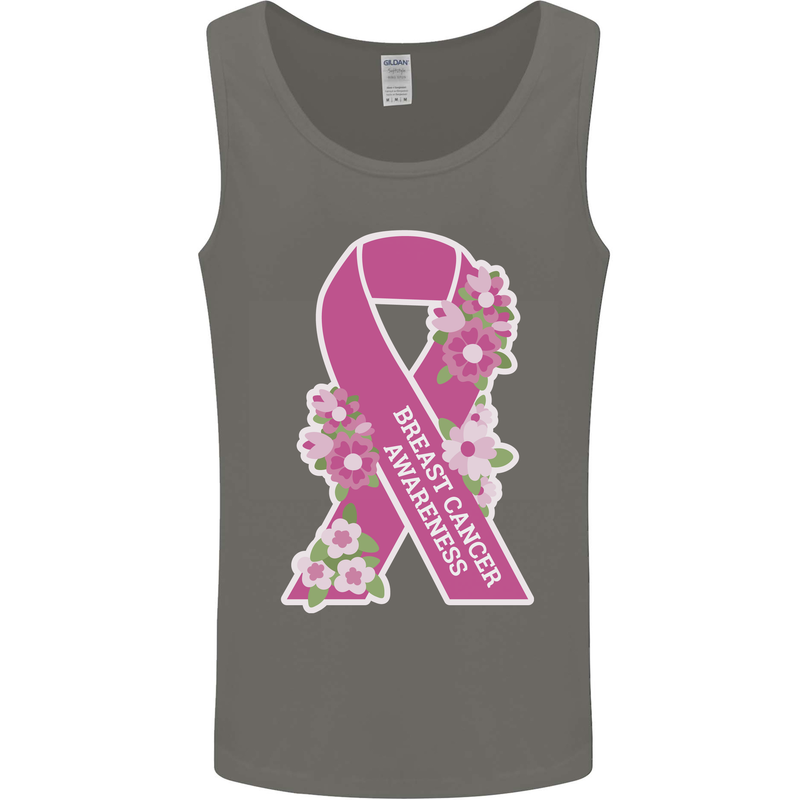 Breast Cancer Awareness Bow Mens Vest Tank Top Charcoal
