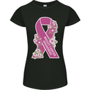 Breast Cancer Awareness Bow Womens Petite Cut T-Shirt Black