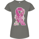 Breast Cancer Awareness Bow Womens Petite Cut T-Shirt Charcoal