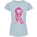Breast Cancer Awareness Bow Womens Petite Cut T-Shirt Light Blue