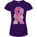 Breast Cancer Awareness Bow Womens Petite Cut T-Shirt Purple