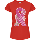 Breast Cancer Awareness Bow Womens Petite Cut T-Shirt Red