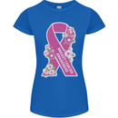 Breast Cancer Awareness Bow Womens Petite Cut T-Shirt Royal Blue
