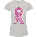 Breast Cancer Awareness Bow Womens Petite Cut T-Shirt Sports Grey