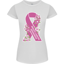 Breast Cancer Awareness Bow Womens Petite Cut T-Shirt White