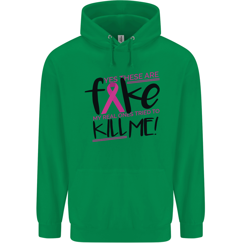 Breast Cancer Awareness Fake Boobs Childrens Kids Hoodie Irish Green