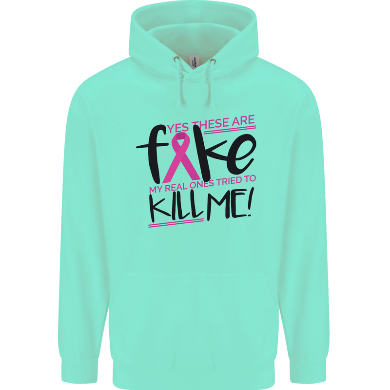 Breast Cancer Awareness Fake Boobs Childrens Kids Hoodie Peppermint