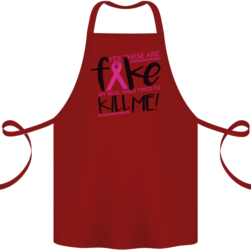 Breast Cancer Awareness Fake Boobs Cotton Apron 100% Organic Maroon