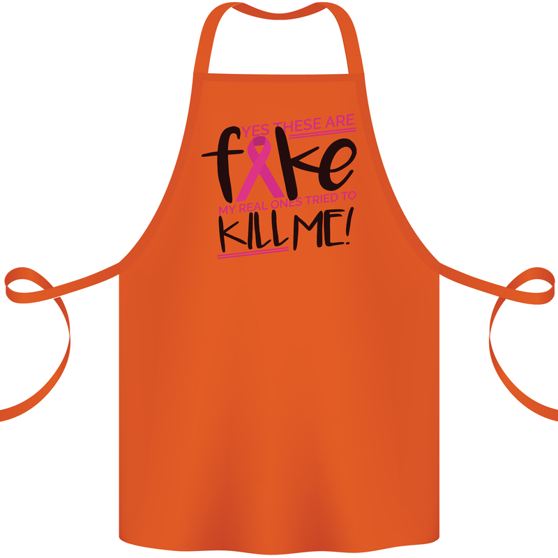 Breast Cancer Awareness Fake Boobs Cotton Apron 100% Organic Orange