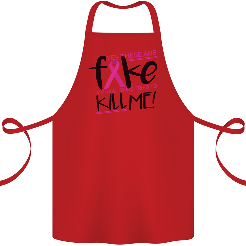 Breast Cancer Awareness Fake Boobs Cotton Apron 100% Organic Red
