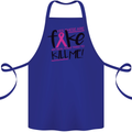 Breast Cancer Awareness Fake Boobs Cotton Apron 100% Organic Royal Blue