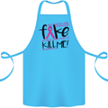 Breast Cancer Awareness Fake Boobs Cotton Apron 100% Organic Turquoise