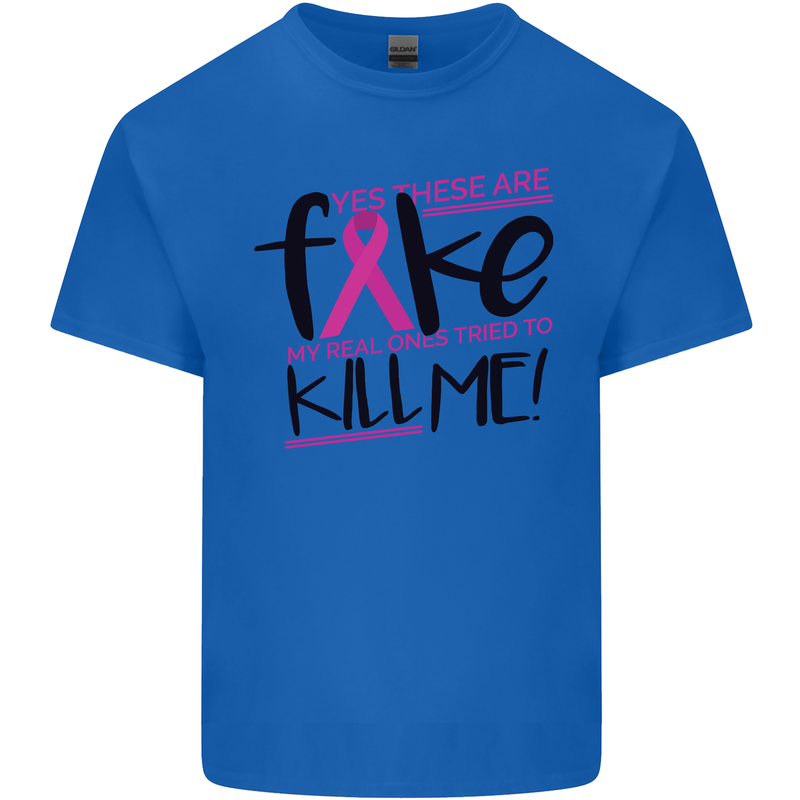 Breast Cancer Awareness Fake Boobs Kids T-Shirt Childrens Royal Blue
