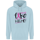 Breast Cancer Awareness Fake Boobs Mens 80% Cotton Hoodie Light Blue