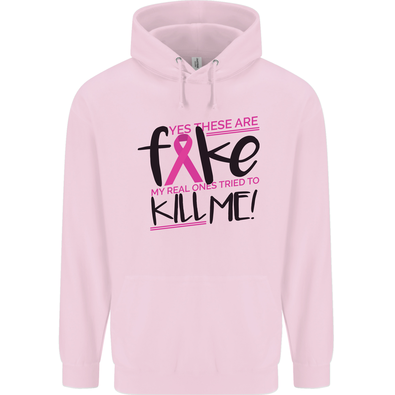 Breast Cancer Awareness Fake Boobs Mens 80% Cotton Hoodie Light Pink