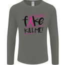 Breast Cancer Awareness Fake Boobs Mens Long Sleeve T-Shirt Charcoal