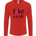 Breast Cancer Awareness Fake Boobs Mens Long Sleeve T-Shirt Red