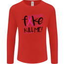 Breast Cancer Awareness Fake Boobs Mens Long Sleeve T-Shirt Red