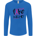 Breast Cancer Awareness Fake Boobs Mens Long Sleeve T-Shirt Royal Blue