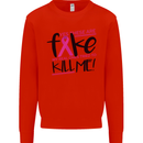 Breast Cancer Awareness Fake Boobs Mens Sweatshirt Jumper Bright Red