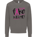 Breast Cancer Awareness Fake Boobs Mens Sweatshirt Jumper Charcoal
