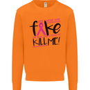 Breast Cancer Awareness Fake Boobs Mens Sweatshirt Jumper Orange