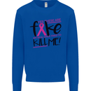 Breast Cancer Awareness Fake Boobs Mens Sweatshirt Jumper Royal Blue