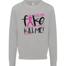 Breast Cancer Awareness Fake Boobs Mens Sweatshirt Jumper Sports Grey