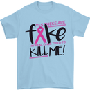 Breast Cancer Awareness Fake Boobs Mens T-Shirt 100% Cotton Light Blue