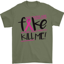 Breast Cancer Awareness Fake Boobs Mens T-Shirt 100% Cotton Military Green