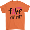 Breast Cancer Awareness Fake Boobs Mens T-Shirt 100% Cotton Orange