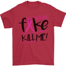 Breast Cancer Awareness Fake Boobs Mens T-Shirt 100% Cotton Red