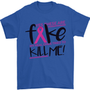 Breast Cancer Awareness Fake Boobs Mens T-Shirt 100% Cotton Royal Blue