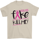 Breast Cancer Awareness Fake Boobs Mens T-Shirt 100% Cotton Sand