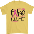 Breast Cancer Awareness Fake Boobs Mens T-Shirt 100% Cotton Yellow