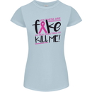 Breast Cancer Awareness Fake Boobs Womens Petite Cut T-Shirt Light Blue