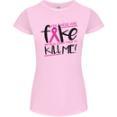 Breast Cancer Awareness Fake Boobs Womens Petite Cut T-Shirt Light Pink