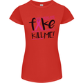 Breast Cancer Awareness Fake Boobs Womens Petite Cut T-Shirt Red
