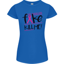 Breast Cancer Awareness Fake Boobs Womens Petite Cut T-Shirt Royal Blue