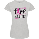 Breast Cancer Awareness Fake Boobs Womens Petite Cut T-Shirt Sports Grey