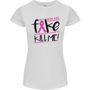Breast Cancer Awareness Fake Boobs Womens Petite Cut T-Shirt White